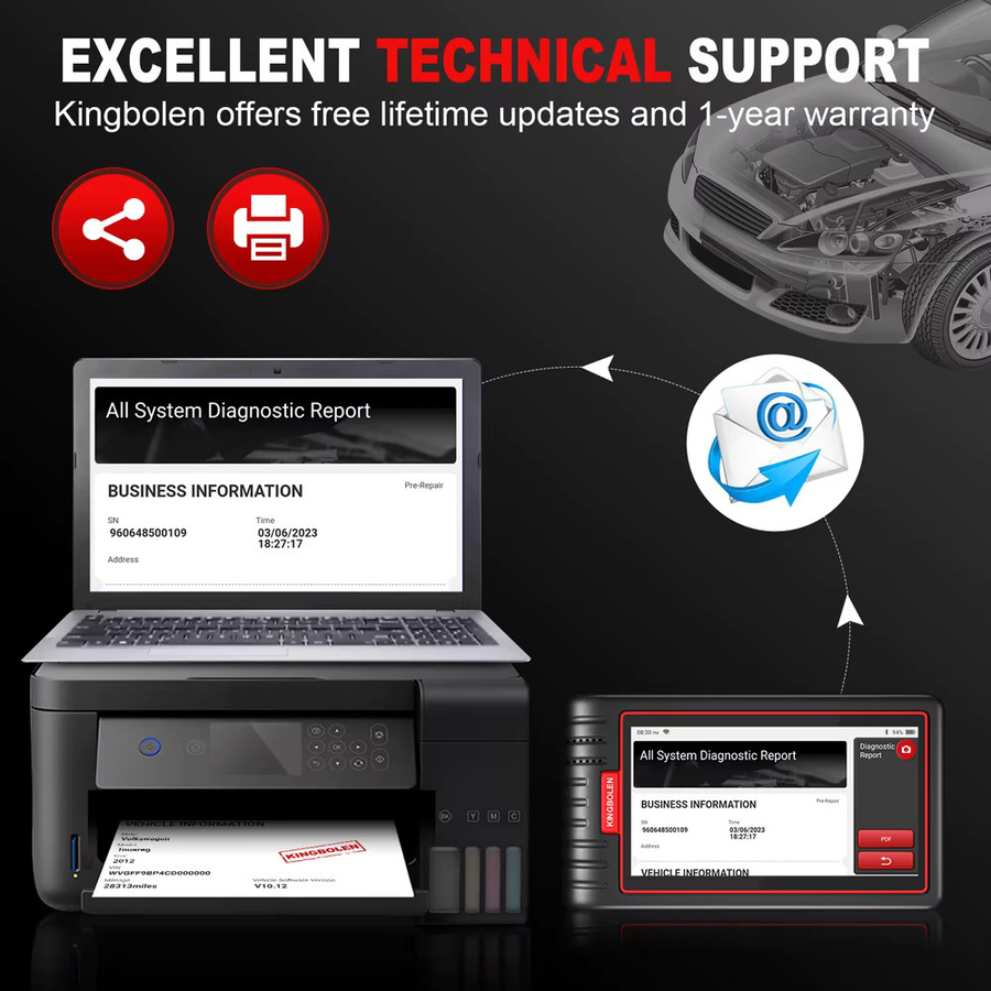 KINGBOLEN S6 CAN FD Diagnosegerät in Schwarz mit Vollsystem-Unterstützung und 28+ Resets als Auto-OBD-Scanner und OBD2-Scanner - Bild 3