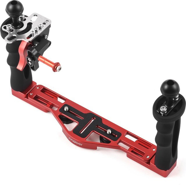 3CZY Kamera-Tauch-Doppelgriff Unterwasser-Stativ aus Aluminiumlegierung in Rot - Bild 1