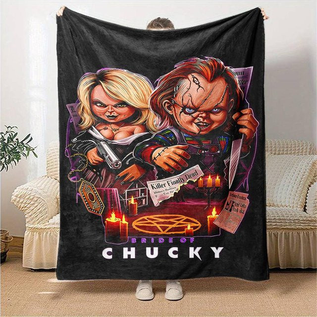 Yun Heng Four Braut von Chucky Decke aus weichem Flanell Polyester, Schwarz, B/T: 150 x 200 cm - Bild 1