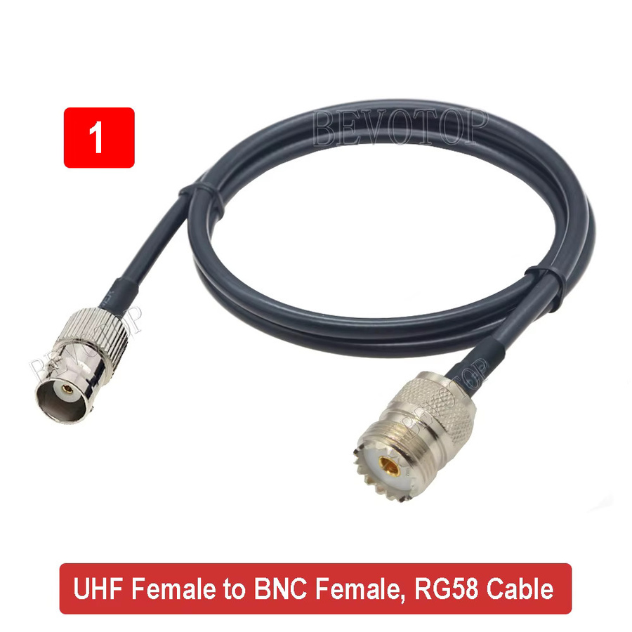 BEVOTOP BNC auf UHF Koaxial-Verlängerungskabel RG58 mit BNC-Stecker auf PL259 SO239 Buchse in Schwarz - Bild 2