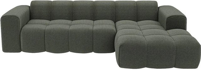 Maison Céphy Sofa Caleso in Grün mit Chenille-Stoff, L-Form, Breite: 284 cm - Bild 1