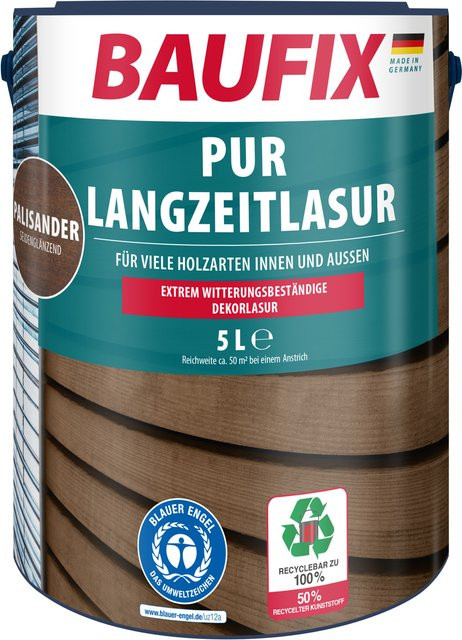 BAUFIX PUR-Langzeitlasur in Palisander, Farbe: Braun, 5 Liter - Bild 1