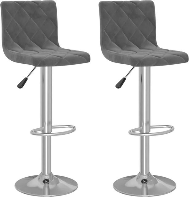 vidaXL Barhocker 2er Set Dunkelgrau Samt mit 360 Grad Drehsitz und Metallgestell - Bild 1