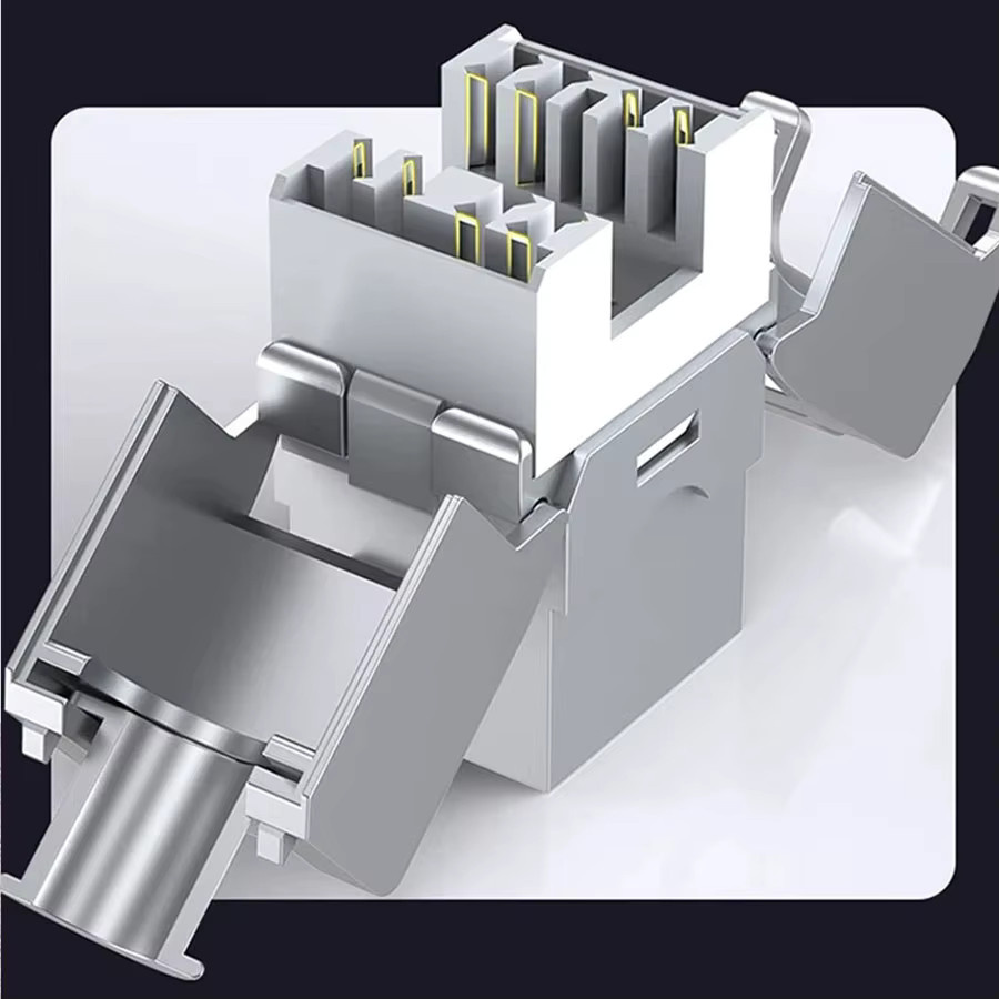 Abgeschirmter RJ45 Keystone Jack Netzwerkkoppler CAT6 CAT7 CAT6A aus Zinklegierung in Silber für 10 Gbit/s Ethernet Wandplatten - Bild 2