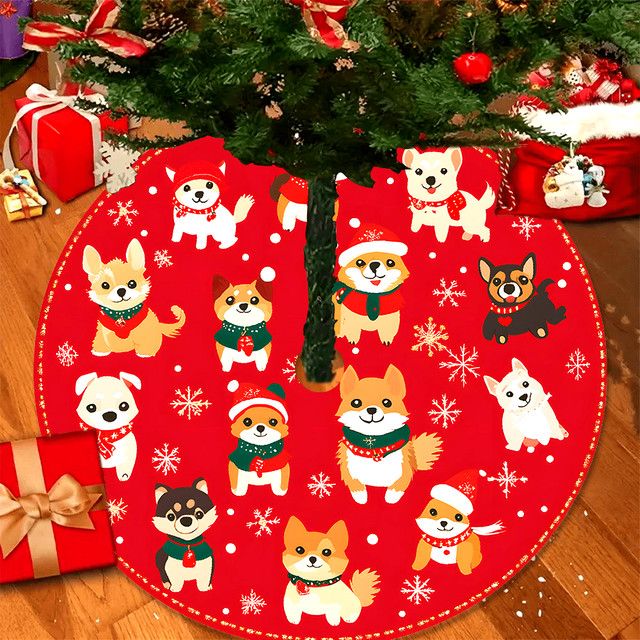 Vikama Weihnachtsbaumrock im klassischen Stil mit süßem Hund-Motiv für deine Weihnachtsdekoration - Bild 1