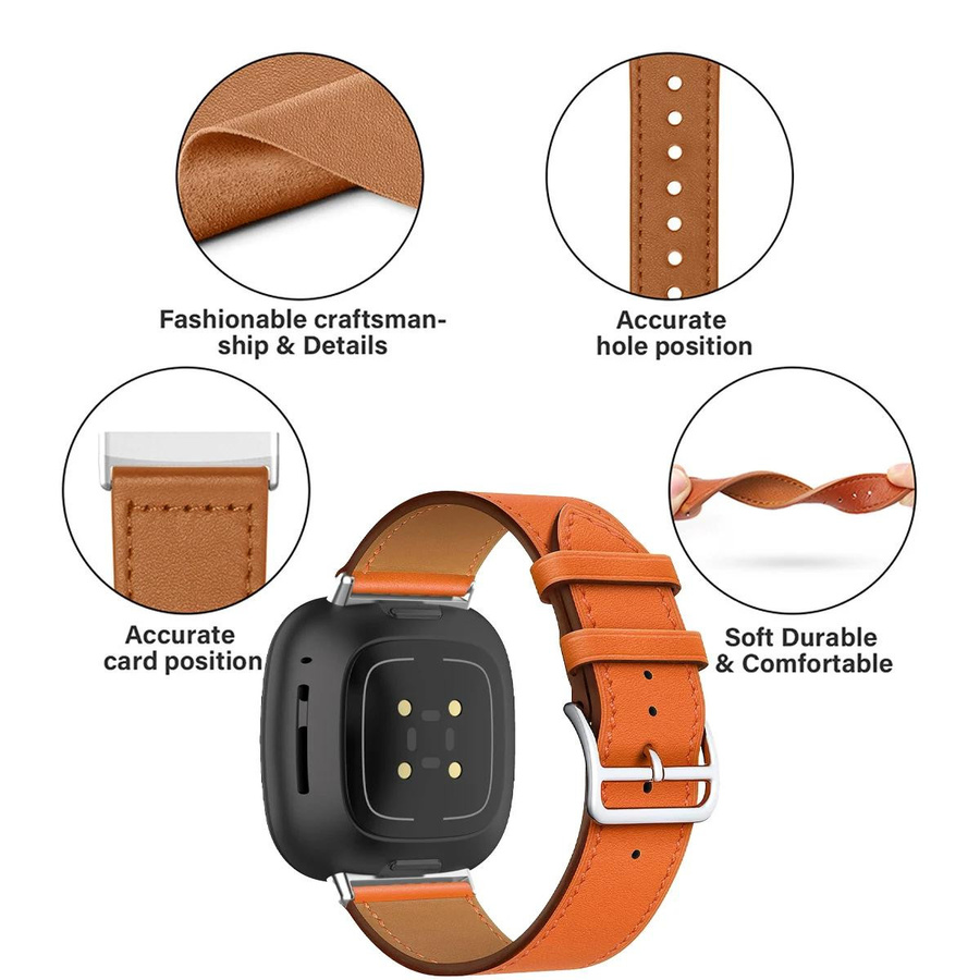 LUJING Lederarmband für Fitbit Versa 4 3 2 1, Versa Lite und Sense 2 Smartwatch in Rot - Bild 1