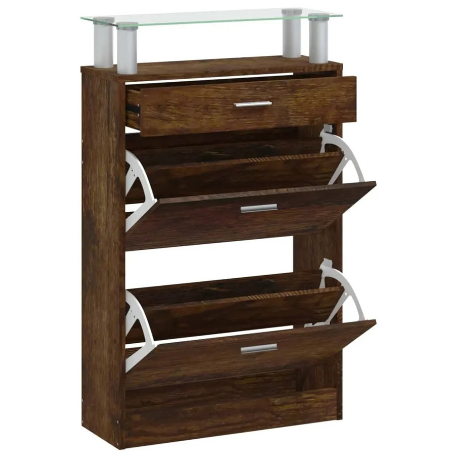 vidaXL Schuhschrank Räuchereiche Modern Wandmontage B/T/H: 63 x 24 x 104 cm - Bild 2