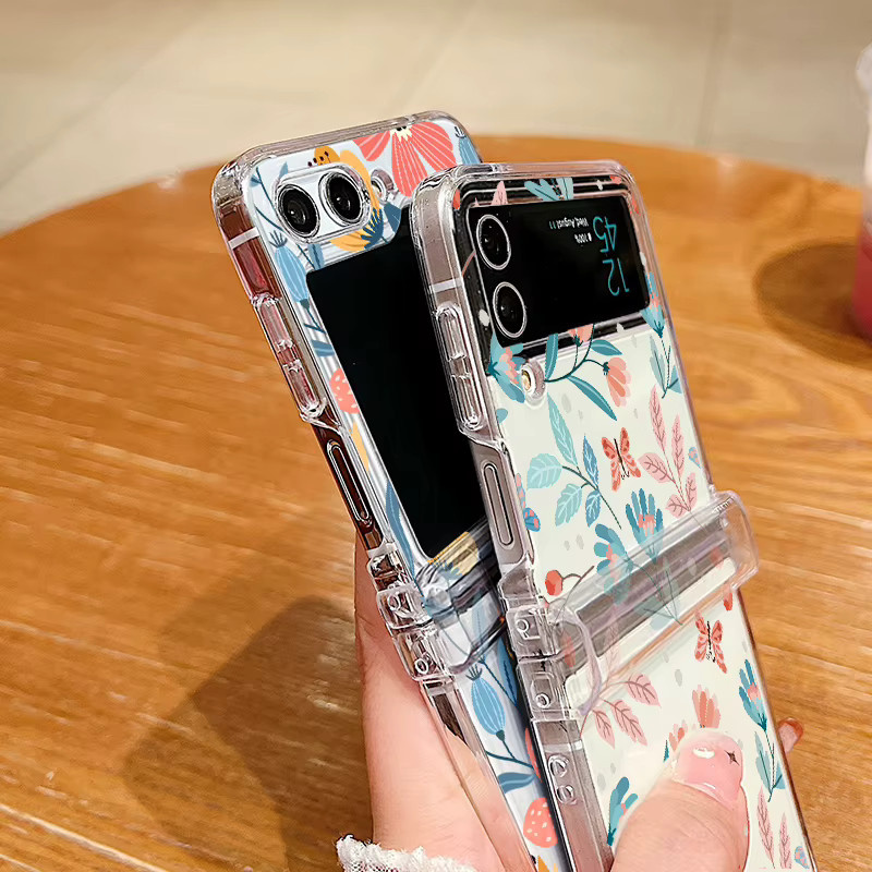 Transparente Handyhülle mit Blumenmuster für Samsung Galaxy Z Flip 5, Z Flip 4 und Z Flip 3 - Bild 2