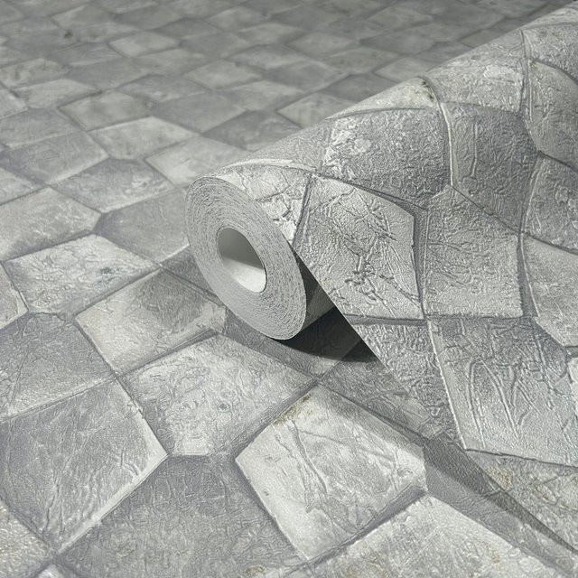 Marburg Vliestapete mit grafischem Fünfkant-Muster in Grau-Weiß, Breite: 0,7 m, Länge: 10,05 m - Bild 1