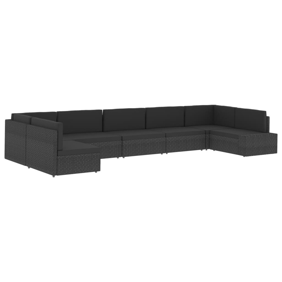 vidaXL Modulares Mittelsofa aus Polyrattan und Stoff in Schwarz mit Metallrahmen - Bild 3