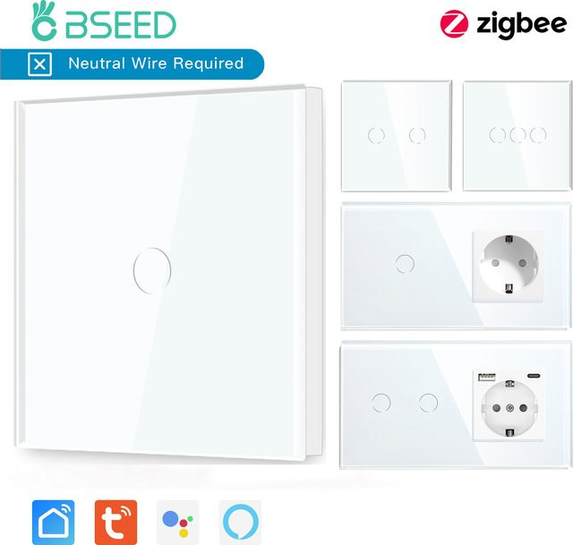 BSEED Tuya Zigbee Smart Switch Wand Touch Schalter für Smart Home ohne Neutralleiter - Bild 1