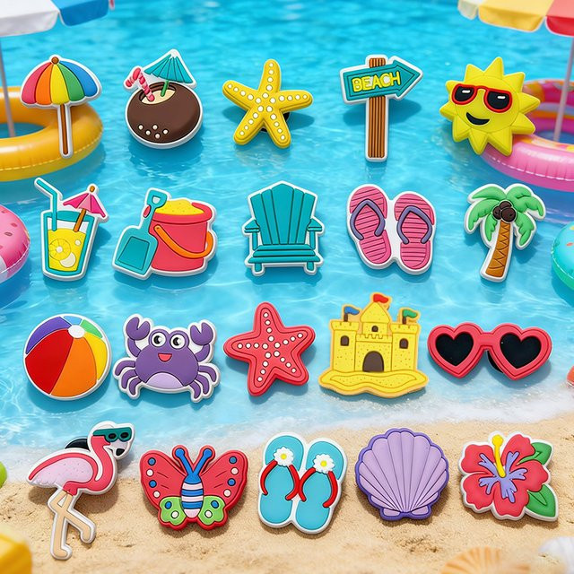 ZQNYCY Schuhcharms, Hawaiianische Strand-Themen, Flamingo, Kokosnussbaum, PVC - Bild 1