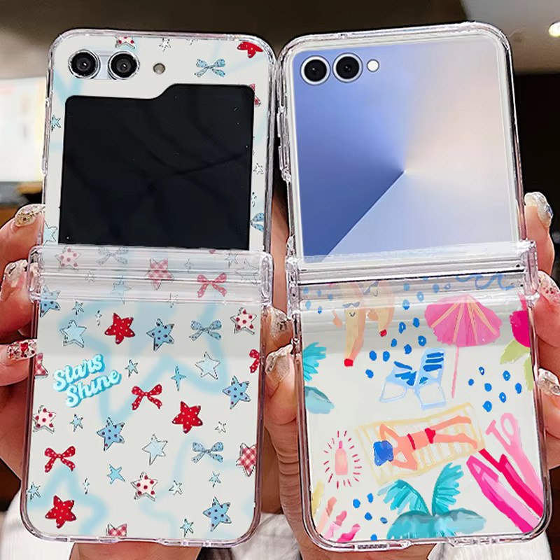 MOESOE Klare Schutzhülle mit Cartoon Meer Landschaft Muster für Samsung Galaxy Z Flip6, Transparent/Multicolor - Bild 1