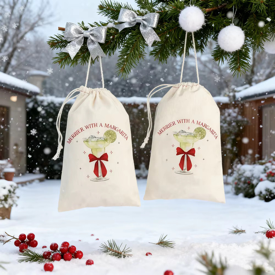 5-teiliges Weihnachts-Geschenkset mit Margarita-Motiv und Feliz Navidad Aufdruck, weiße Party-Dekoration und Goodie-Taschen für Neujahr und Feiertage - Bild 3