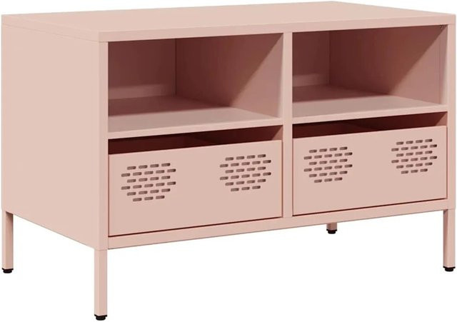 vidaXL TV-Schrank aus kaltgewalztem Stahl in Rosa im Industrie-Stil, B/T/H: 68 x 39 x 43,5 cm - Bild 1