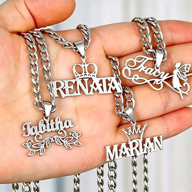 Steel love Namenskette Edelstahl, Silber, Unisex - Bild 1