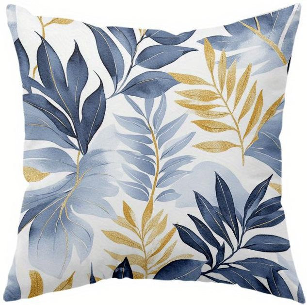 JMG Clothing Kissenbezug mit tropischem Blattmuster in Blau und Gold, B/T: 45 x 45 cm - Bild 1