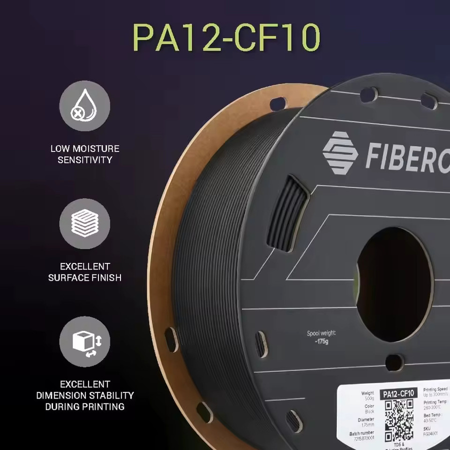 Polymaker Fiberon PA12-CF10 Nylon Filament mit 10% Kohlefaser, 1,75mm, Schwarz, 0,5kg - Bild 2