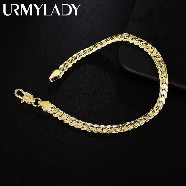 URMYLADY Kettenarmband, 925 Sterling Silber, 5mm, 20cm, Gold, Damen - Bild 1