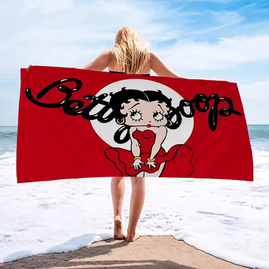 Potdemiel Mikrofaser-Strandtuch in Rot, schnelltrocknendes und saugfähiges Unisex-Handtuch mit Grafikdesign - Bild 5