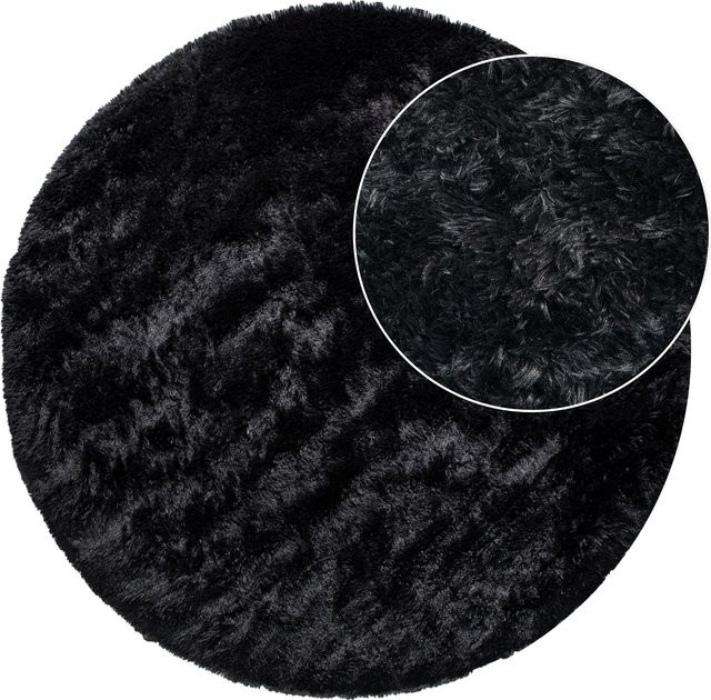 Runder Hochflor-Teppich Silvana in Schwarz, Durchmesser: 120 cm - Bild 1