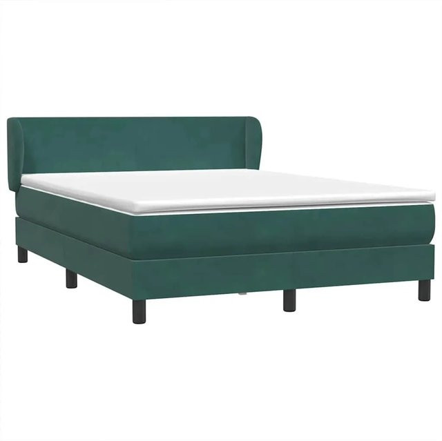 vidaXL Boxspringbett mit Matratze in Dunkelgrün aus Samt, Hybridbett mit Taschenfederkern, B/T: 160 x 220 cm - Bild 1