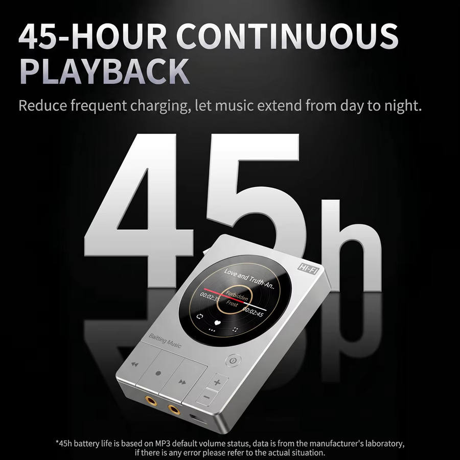 Famue Bluetooth 5.3 MP3-Player mit HiFi Verlustfreiem Klang DSD256 ES9018 DAC und 1,5 Zoll IPS Touchscreen in Silber - Bild 4