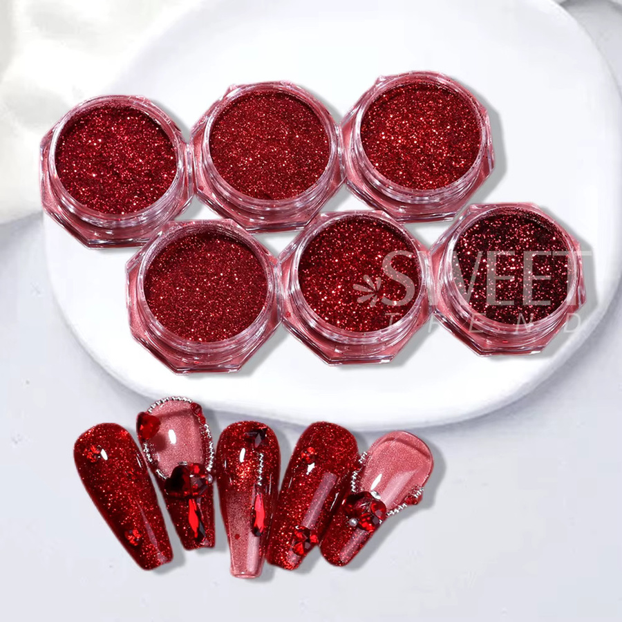 SWEET TREND Nagelglitter Pulver, Rot, Schimmernd, Unisex - Bild 2