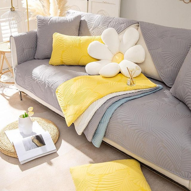 Super Six Jacquard Sofabezug rutschfest für Wohnzimmer, grau, Breite: 70 cm, Höhe: 70 cm - Bild 1