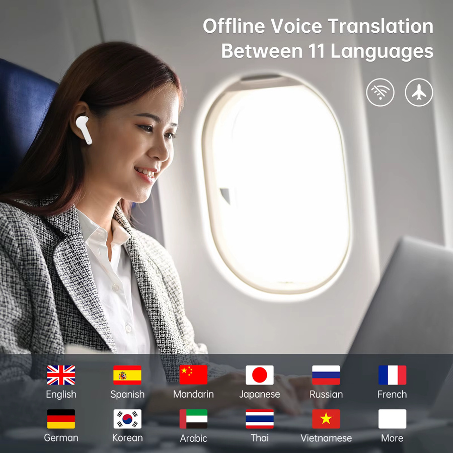 Wooask M6 Übersetzer-Ohrhörer in Weiß mit bidirektionaler Echtzeit-Übersetzung für 144 Sprachen und Offline-Funktion als In-Ear Kopfhörer - Bild 3