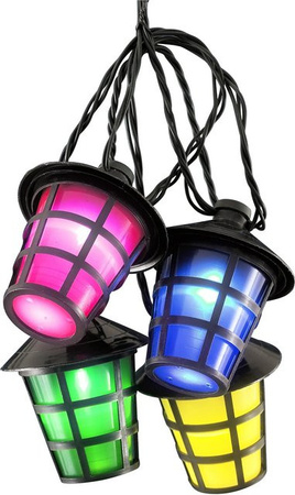Konstsmide LED-Lichterkette Outdoor mit 20 bunten Lampions in Schwarz