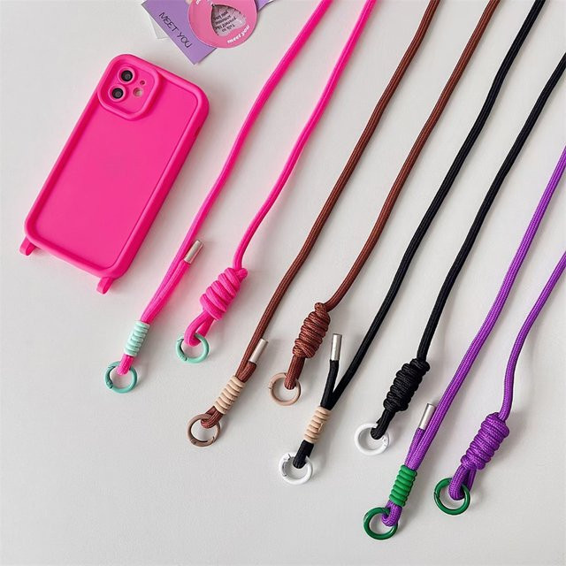 Einstellbares Crossbody Lanyard aus geflochtenem Seil als Schultergurt und Schlüsselanhänger für dein iPhone 17 Pro Max in süßen Farben - Bild 1