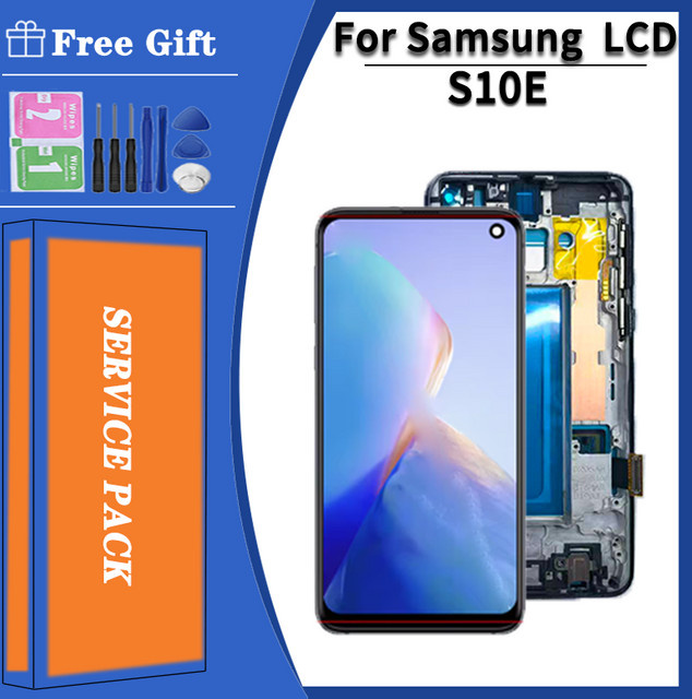 Samsung S10e G970FU G970F G970U Display LCD Touch Screen Digitizer mit Rahmen in Schwarz - Bild 1