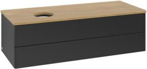 V&B Waschtischunterschrank Antao mit Beleuchtung, Eiche Honig, Blau lackiert, B/T/H: 120 x 50 x 50 cm - Bild 1