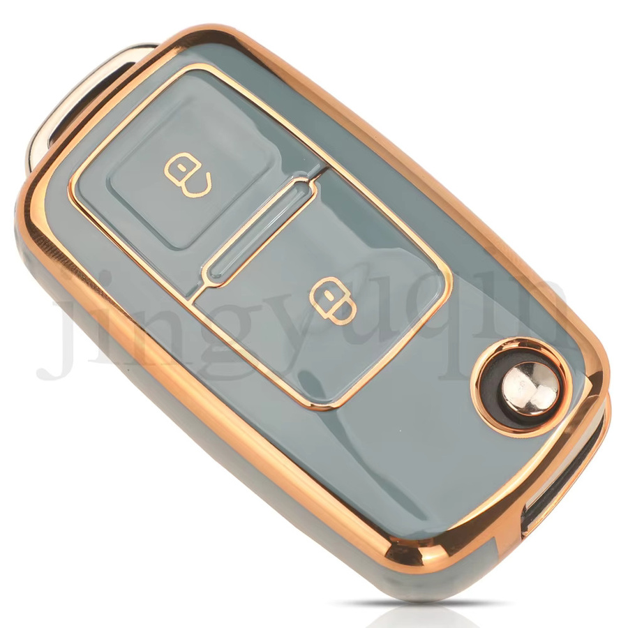 Jingyuqin Soft TPU Auto Schlüssel Hülle für VW Volkswagen Polo Tiguan Passat Golf Jetta Lavida und Skoda Octavia in Schwarz - Bild 2