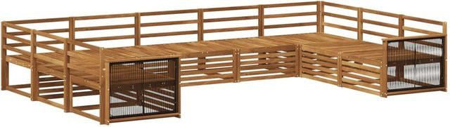 vidaXL Outdoor-Sofagarnitur aus Massivholz Akazie in Natur, 9-teiliges Set im modernen Latten-Design - Bild 1