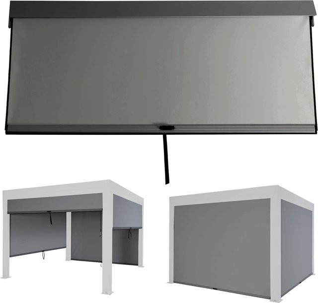 4er-Set Ersatzseitenwände für Pergola MCW-L46, sturmfeste Textil-Seitenwände für Pavillon, Farbe: Anthrazit, B x T: 300 x 300 cm - Bild 1