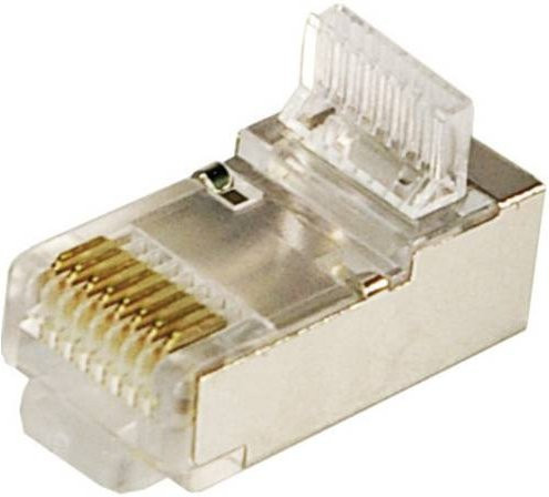 LogiLink RJ45-Modularstecker CAT 5e geschirmt MP0004 8P8C in Silber, 100 Stück - Bild 1