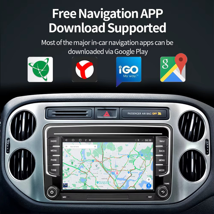 GRANDNAvi Android 13 Autoradio mit GPS für VW Volkswagen Skoda Octavia Golf 5 6 Touran Passat B6 Polo Jetta, 2Din Multimedia Player, Schwarz - Bild 4
