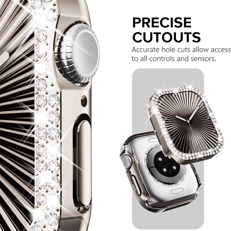 LCAPLE Diamant-Abdeckung für Apple Watch, Edelstahl, Silber, Unisex - Bild 3