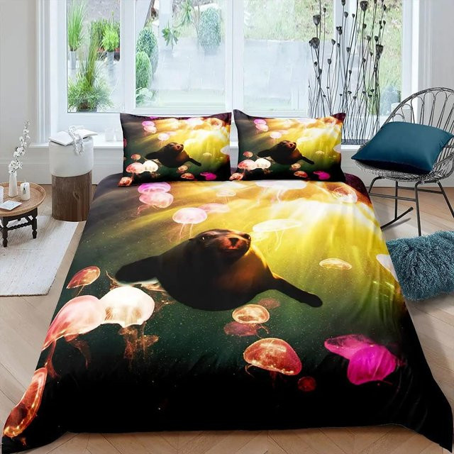 Binchi Outdoor Product Robben-Bettwäscheset aus Polyester, 3-teilig, Mehrfarbig, B/H: 240 x 220 cm - Bild 1