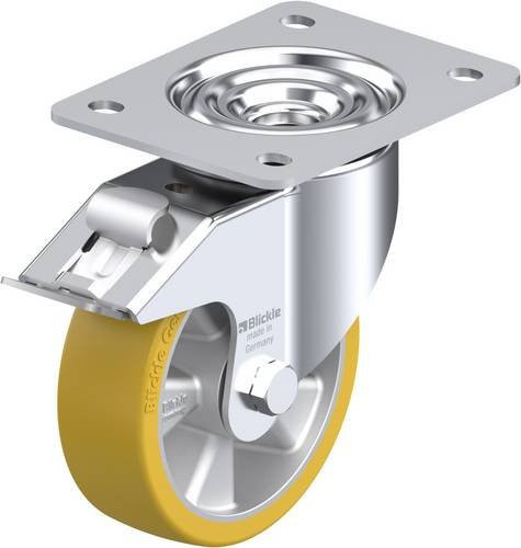 Blickle Lenkrolle LK-ALTH 125K-3-FI mit Feststeller in Silber und Gelb, Rad-Durchmesser: 125 mm, Tragfähigkeit: 350 kg - Bild 1