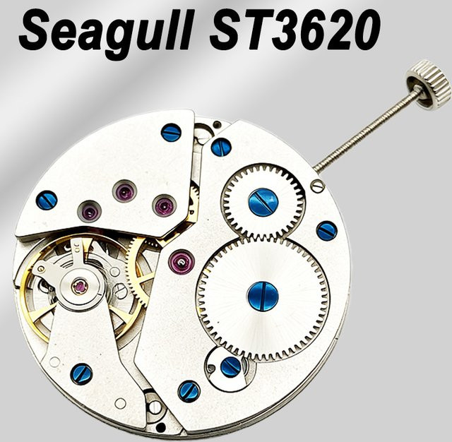 Seagull mechanisches Uhrwerk, Handaufzug, Edelstahl, Silber, Unisex - Bild 1