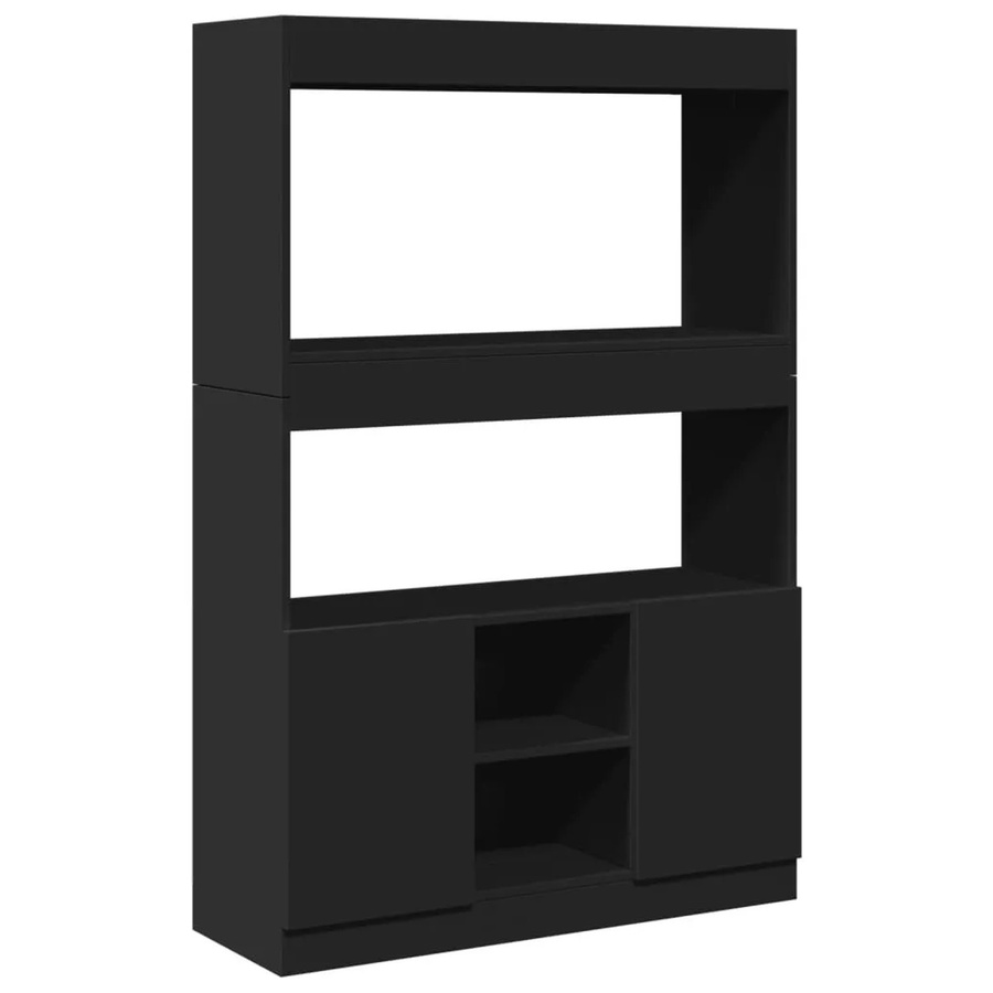 vidaXL Highboard Schwarz aus Holzwerkstoff mit Türen und Regalfächern, B/T/H: 92 x 33 x 140 cm - Bild 2