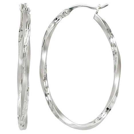 Colfem Creolen oval, 925 Sterling Silber, mattiert - Bild 1