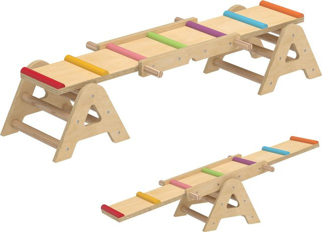 AIYAPLAY Holzwippe und Schwebebalken 2 in 1 Mehrfarbig ab 2-4 Jahre - Bild 1