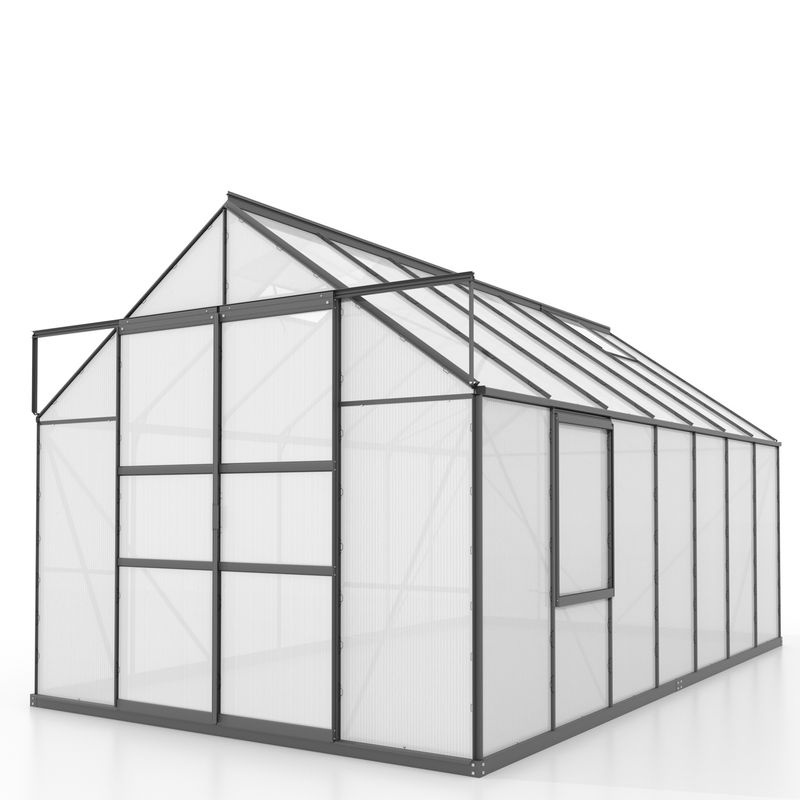 Vitavia Gewächshaus Meridian 11500 in Schwarz mit 11,5 m² Fläche, Polycarbonat-Platten und Doppelschiebetür - Bild 2