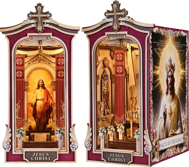ASLOWSNAIL Buch Nook Kit Kathedrale, 3D Puzzle, Holz, Klassische Szene - Bild 1
