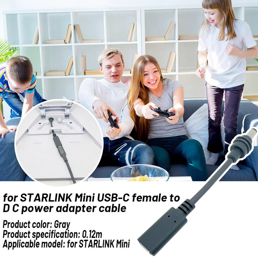 Wasserdichtes USB-C auf DC-Netzteil Kabel für Starlink Mini, Grau, Länge: 12 cm - Bild 2
