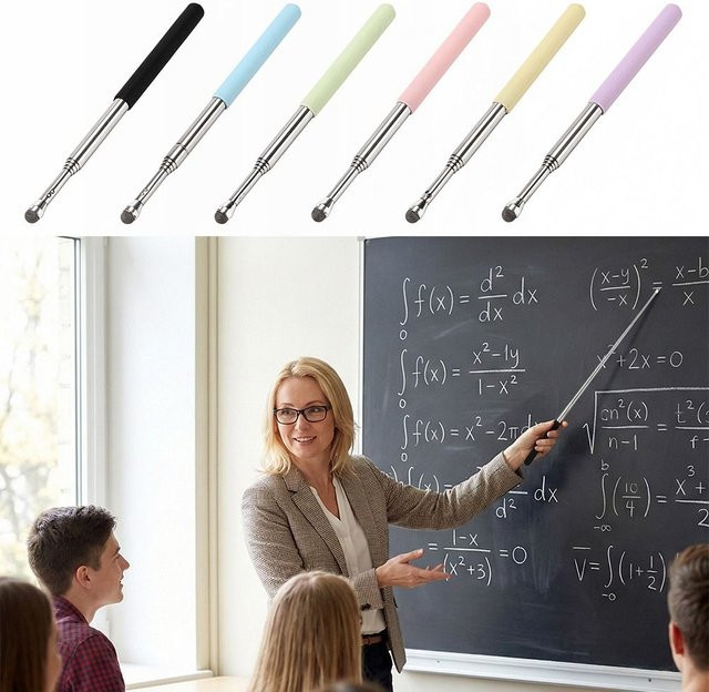 Einziehbarer digitaler Stylus-Stift in Macaron-Farben mit fünf Abschnitten, Pink/Mehrfarbig, Länge: 66 cm - Bild 1